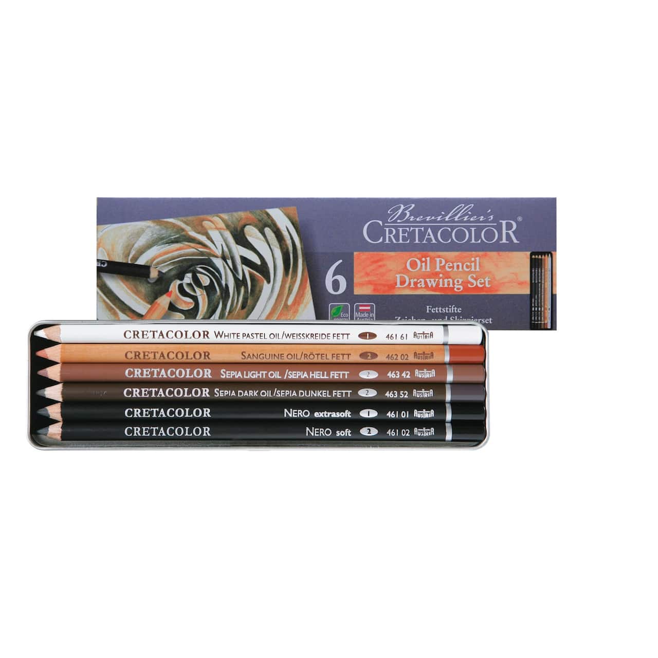 6 Pack: Cretacolor 6 Piece Drawing Oil Pencil Set with Tin